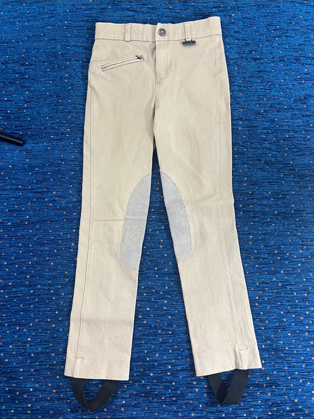 Beige kids size 8 Riding Breeches with stirrups and thigh reinforcement